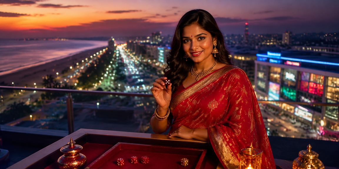 Traditional Indian Teen Patti card game table setup